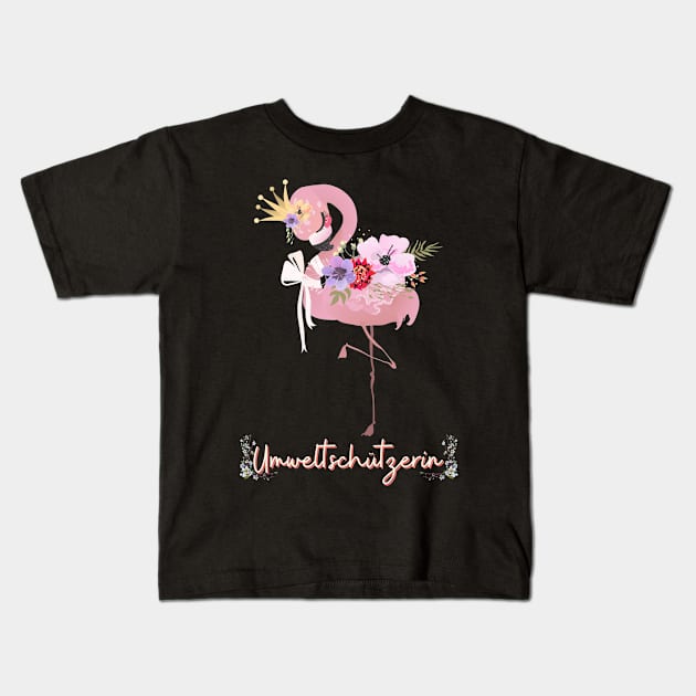 Flamingo Umwelt Schutz Prinzessin Blumen Süß Kids T-Shirt by Maggini Art